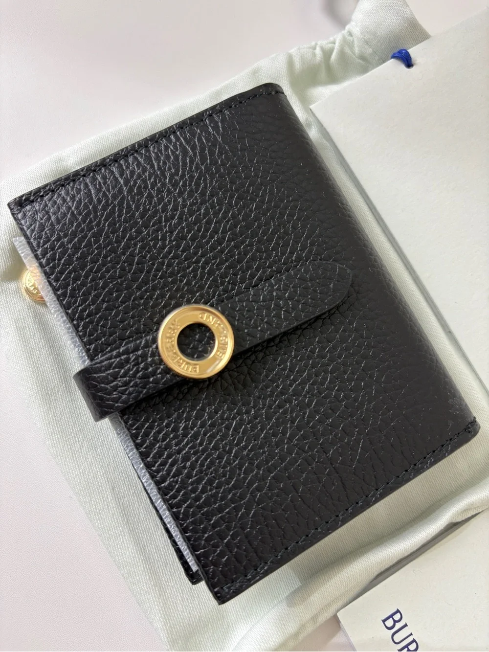 Burberry Black Leather Compact Wallet